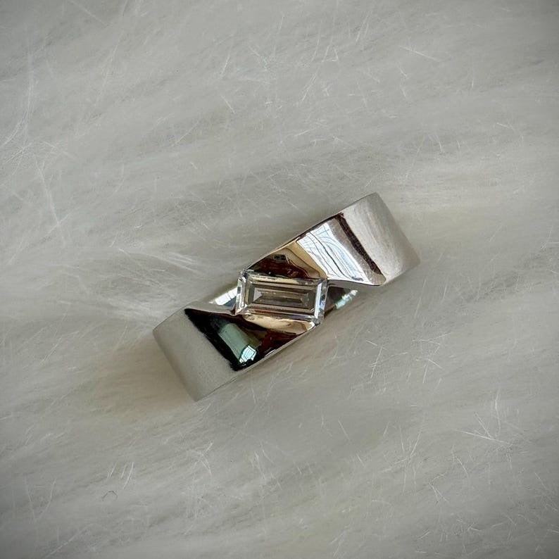 Baguette Ring Men Design In Polished Yellow Gold
