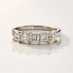 Asscher Cut Wedding Band With Five Stone Diamond Design
