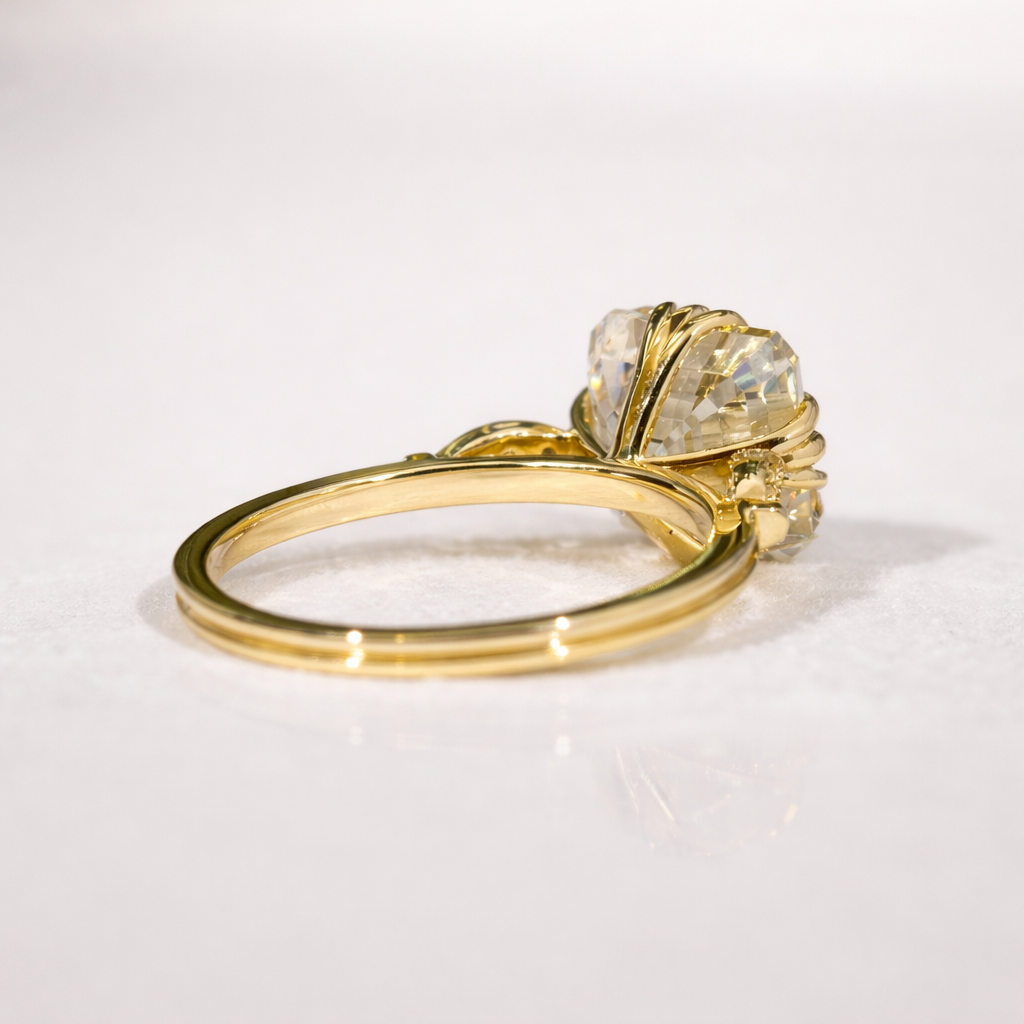 Fishtail Engagement Ring Asscher Cut Center Stone Lab Grown Diamond.
