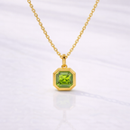 Asscher Cut Diamond Pendant Peridot Pendant Bezel Set Pendant
