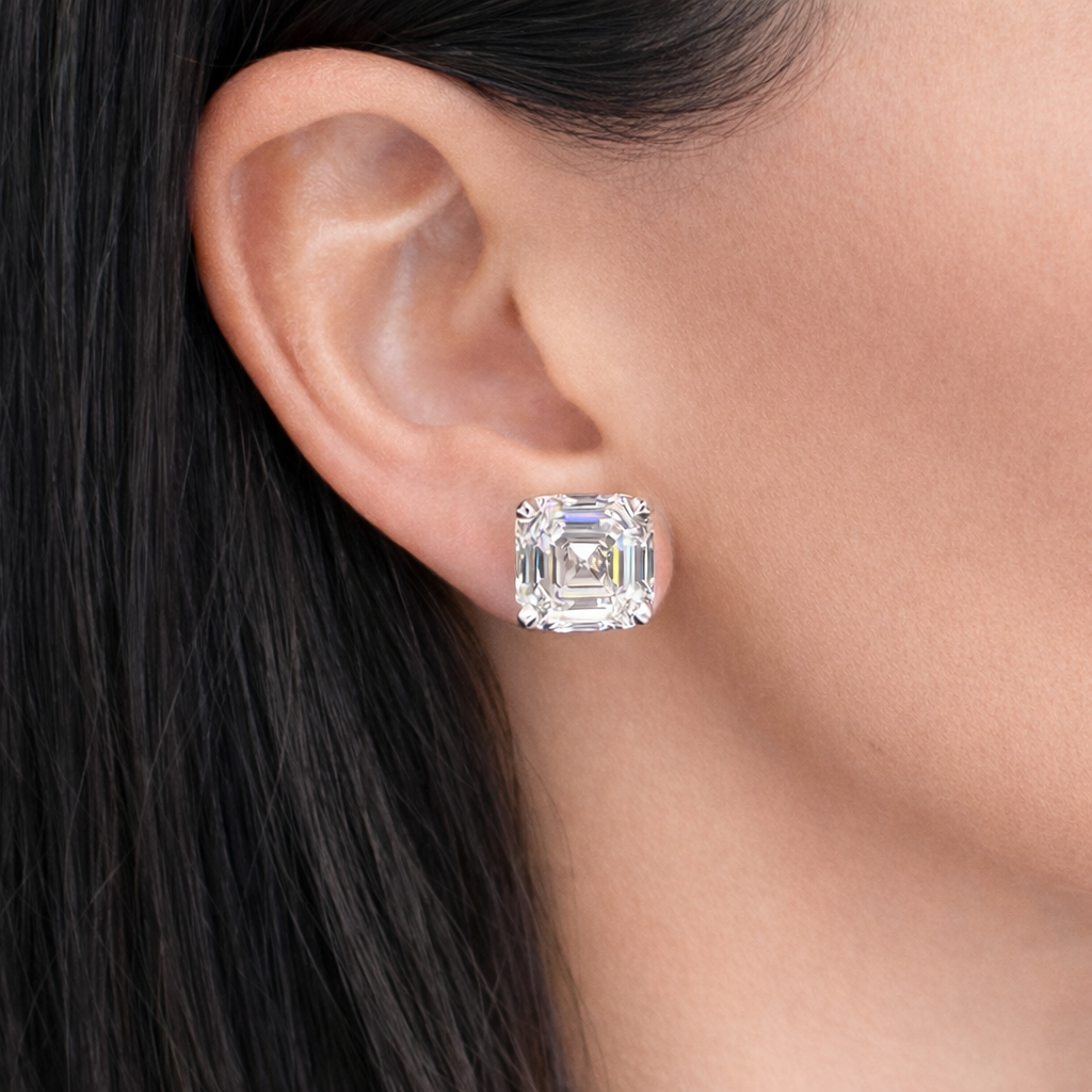 Asscher Cut Diamond Stud Earrings Lab Grown Diamond Earrings

