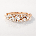 Cluster Diamond Wedding Band With Marquise Round Baguette And Pear Cuts
