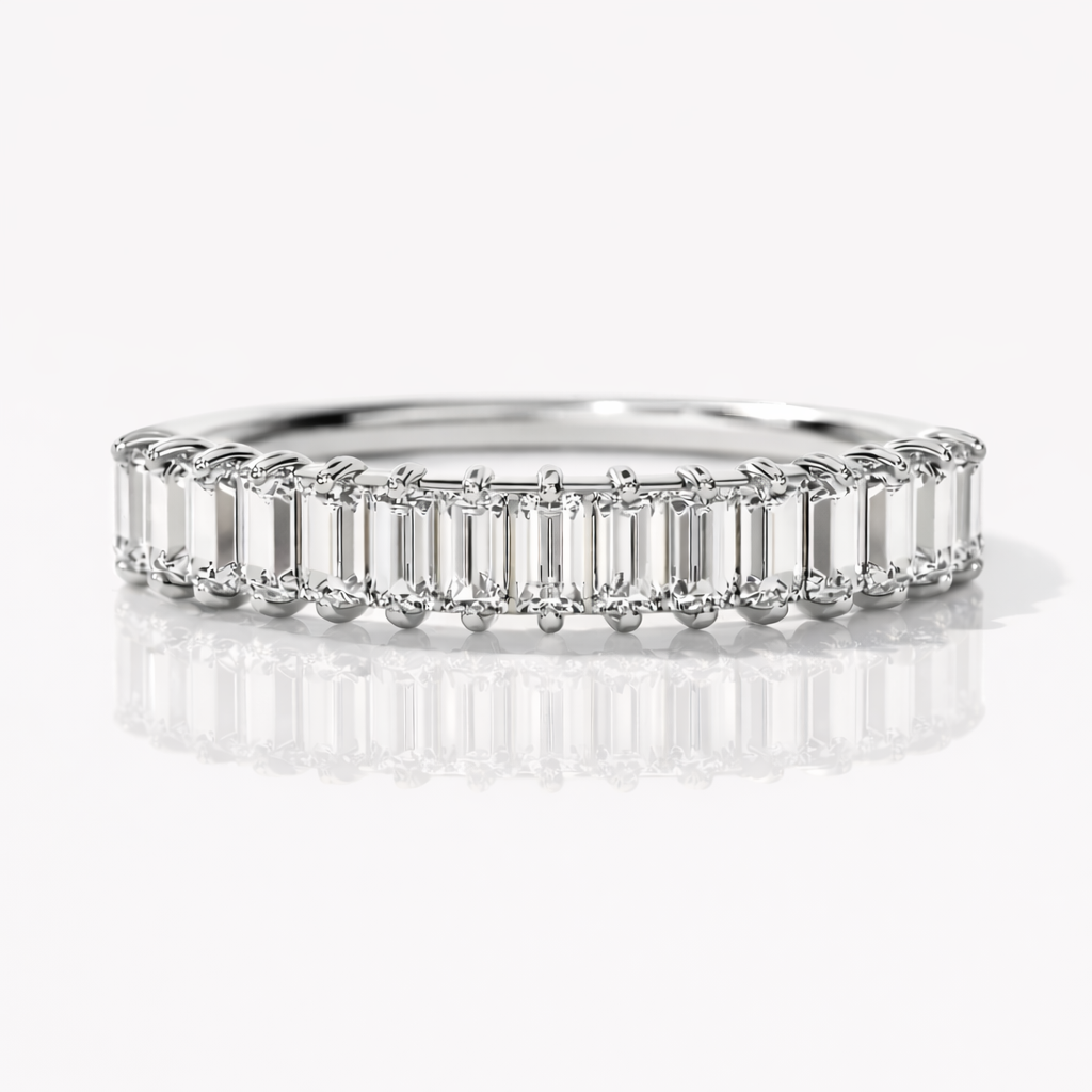 Lab Grown Diamond Baguette Cut Wedding Band Half Eternity
