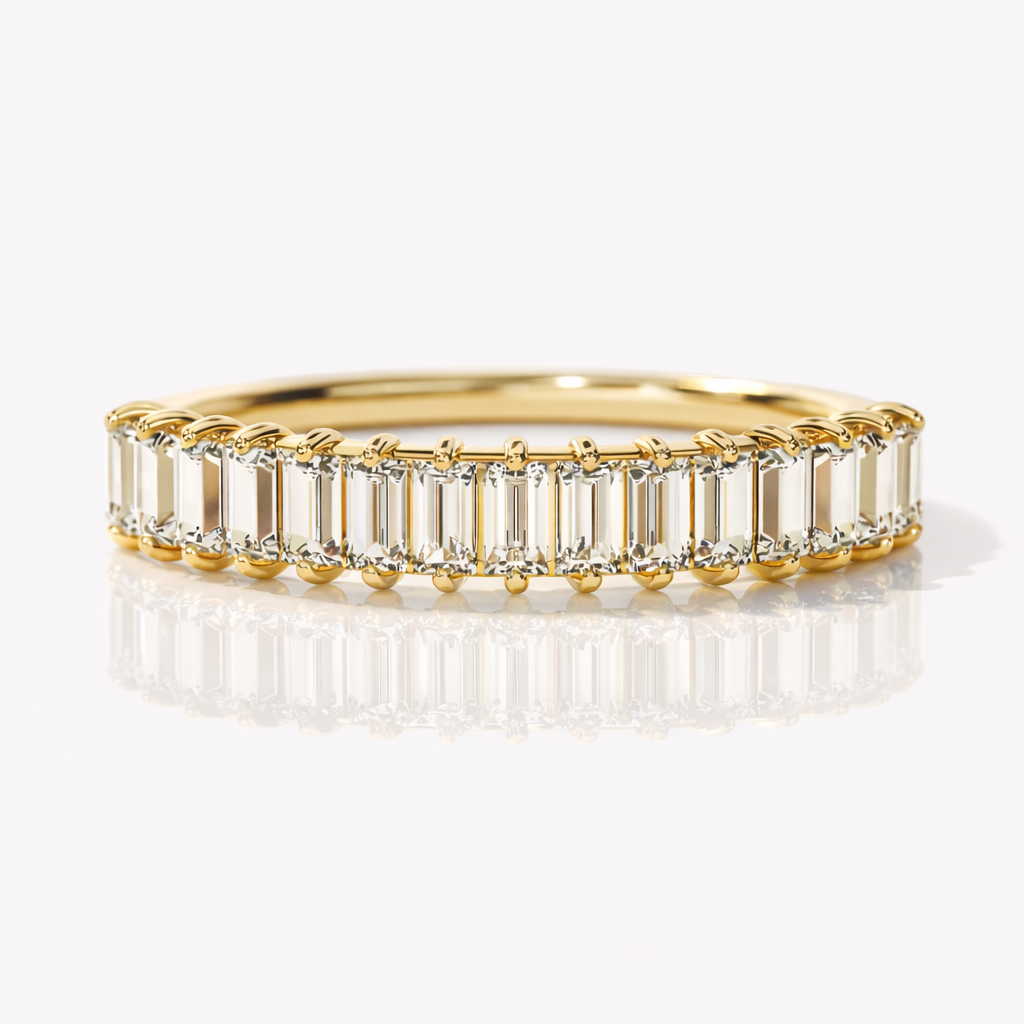 Baguette Cut Anniversary Wedding Band In Rose Gold

