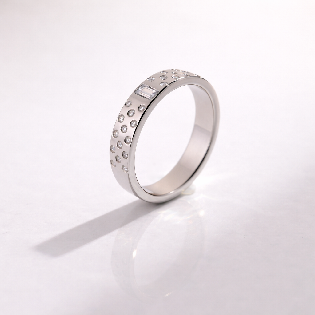 Mens Baguette And Round Cut Diamond Wedding Band With Modern Style
