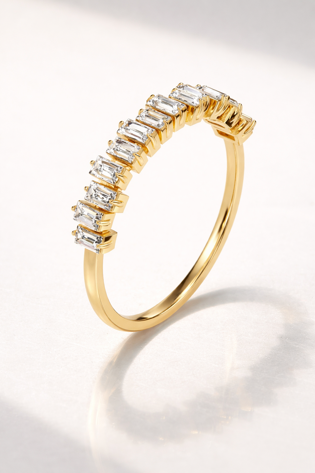 Baguette Cut Zig Zag Wedding Band In White Gold With Sleek Design

