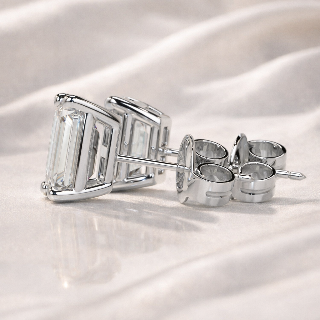 2 Ct Round Diamond Stud Earrings Bezel Setting
