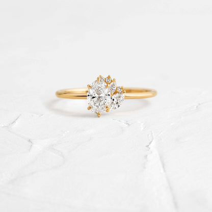 Oval Cut Moissanite Ring, 1.50 ct Cluster Halo Gold Engagement Fine Jewelry With Elegance