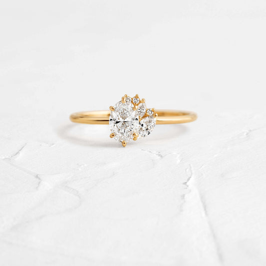 Oval Cut Moissanite Ring, 1.50 ct Cluster Halo Gold Engagement Fine Jewelry With Elegance