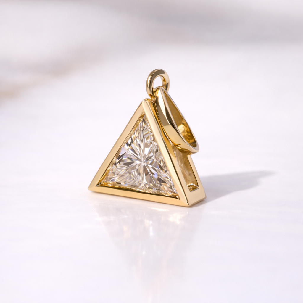 Diamond Triangle Pendant Bezel Diamond Pendant Gold Triangle Pendant
