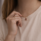 Double Band Garnet Ring
