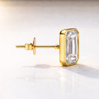 Bezel Set Earrings Yellow Gold Earrings Stud Earring Minimalist Dainty Studs.
