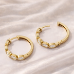 Huggie Hoop Earrings Bezel Set Diamond Hoop Earrings
