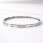 Emerald cut diamond bracelet layered style
