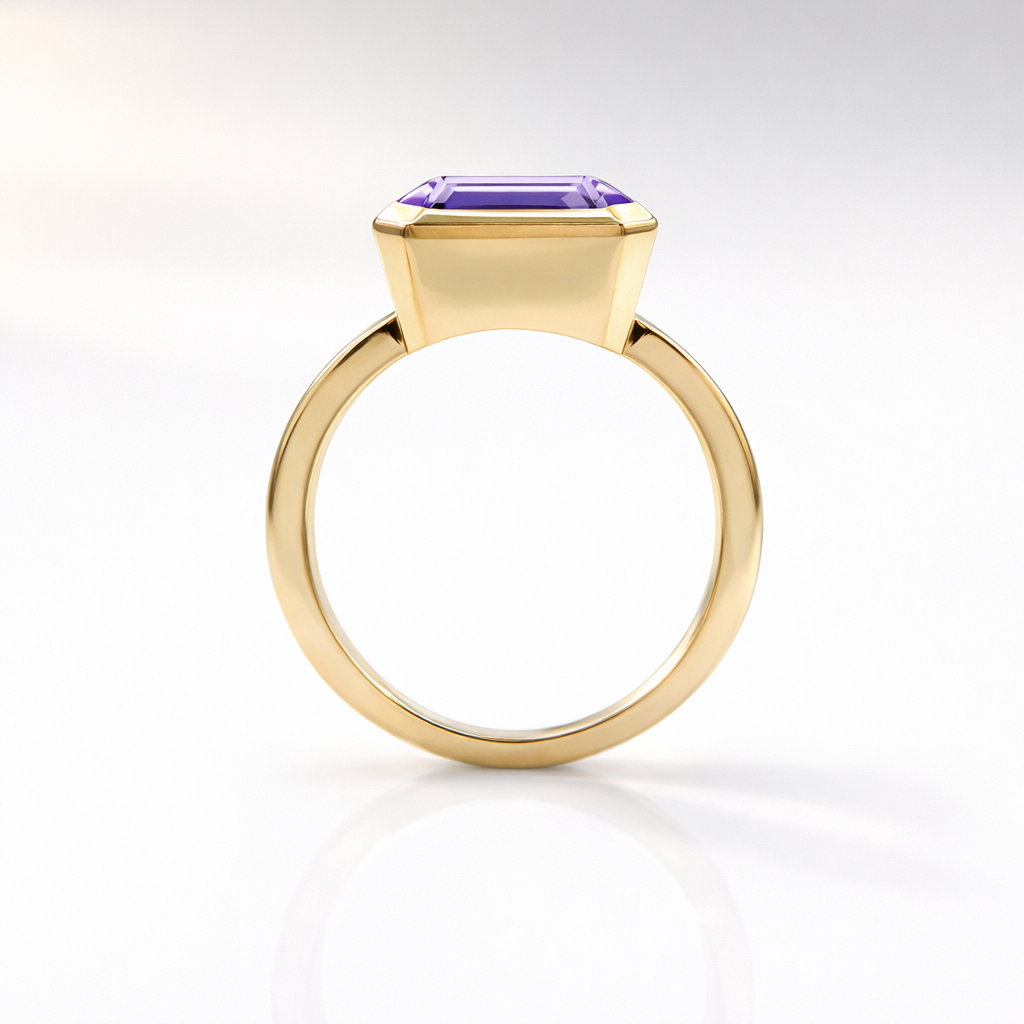 Elegant Amethyst Double Band Ring
