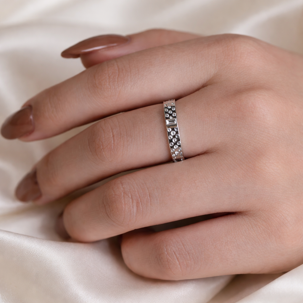 Matching Mens Wedding Band With Baguette And Round Diamonds White Gold
