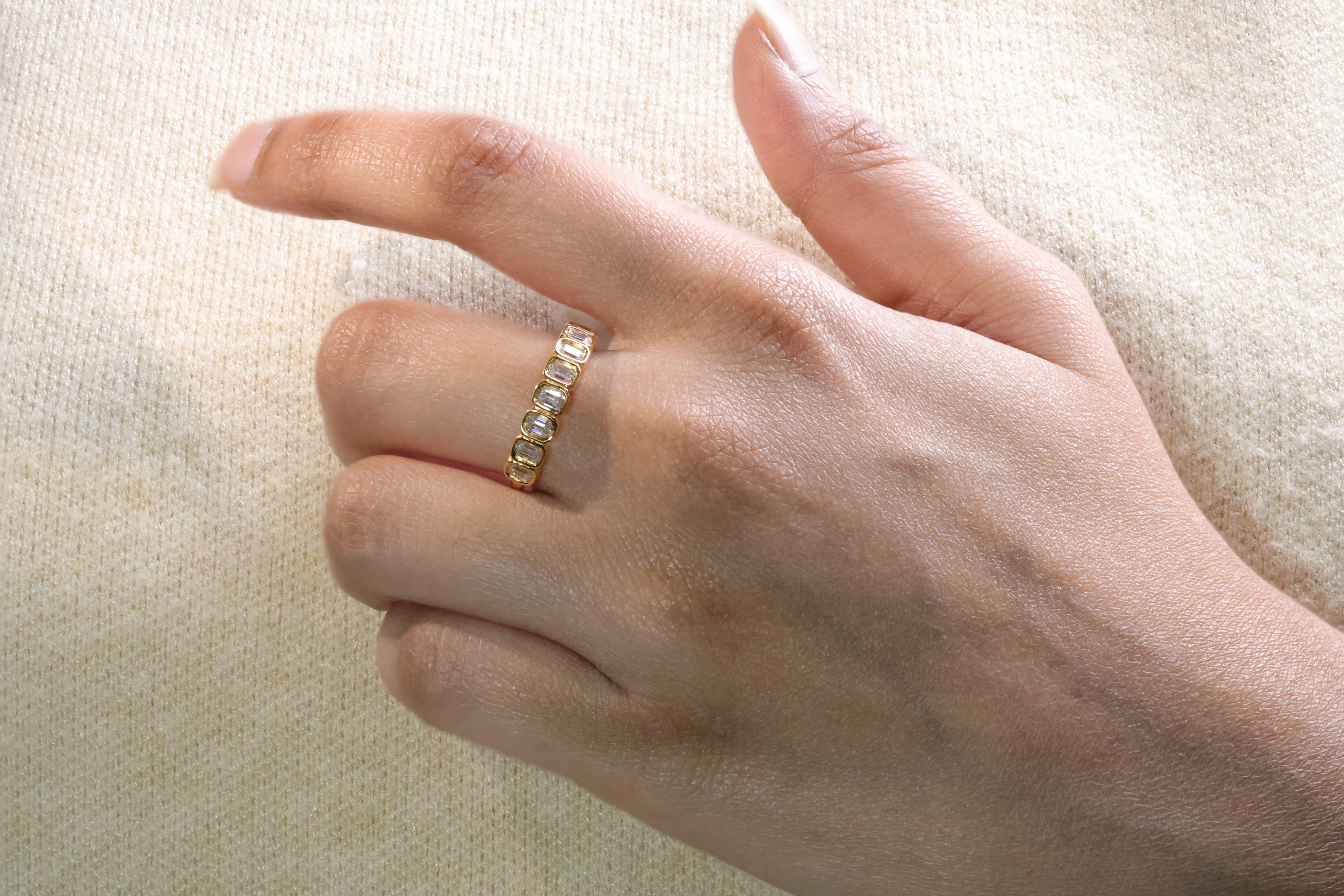 Emerald Cut Wedding Band Half Eternity Wedding Ring Diiro Jewelry.
