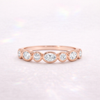 Bezel Wedding Band Oval And Round Cut Diamond Half Eternity Wedding Band.
