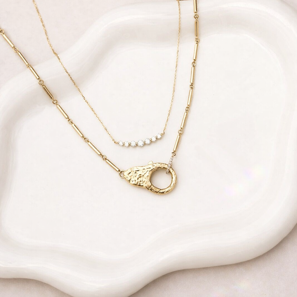 Floating Pendant Featuring 7 Diamond Pendant With Round Cut Diamond Or Moissanite
