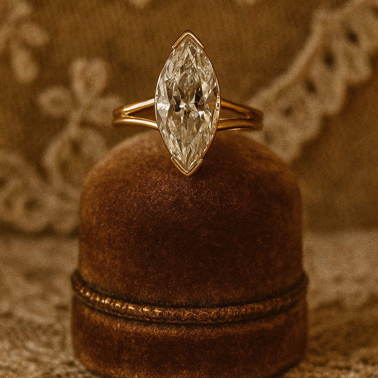 1.5ct Marquise Cut Moissanite Engagement Ring Bezel Setting In Gold VVS1 Clarity
