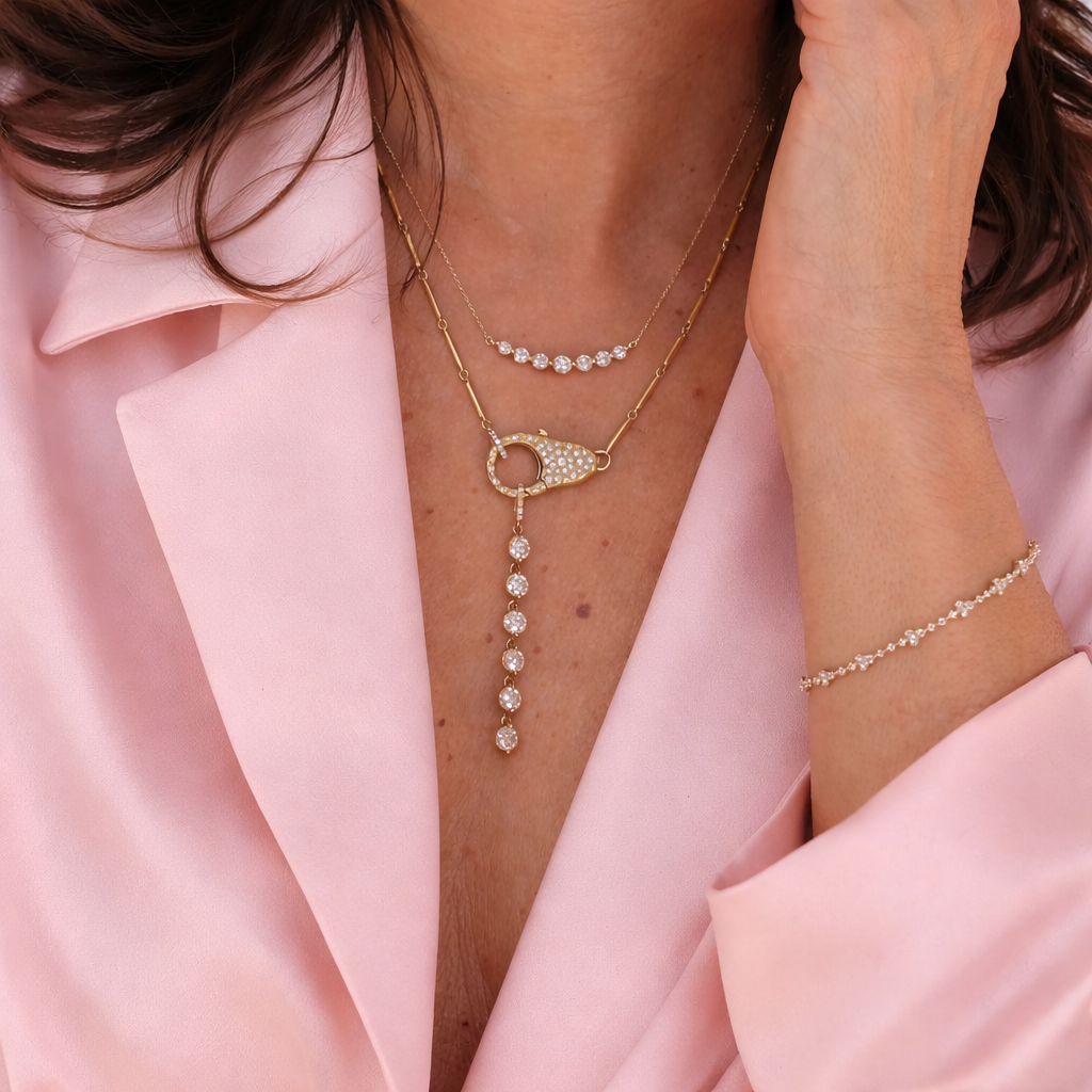 7 Diamond Pendant With Floating Pendant Design And 7 Stone Round Cut Diamond By Diiro Pendants
