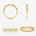 Oval Cut Diamond Or Moissanite Bezel Wedding Band Yellow Gold Stacking Ring.