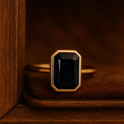 Emerald Cut Sapphire Ring, Blue Birthstone Promise Fine Jewelry With Classic Prong Setting And Brilliant Color 