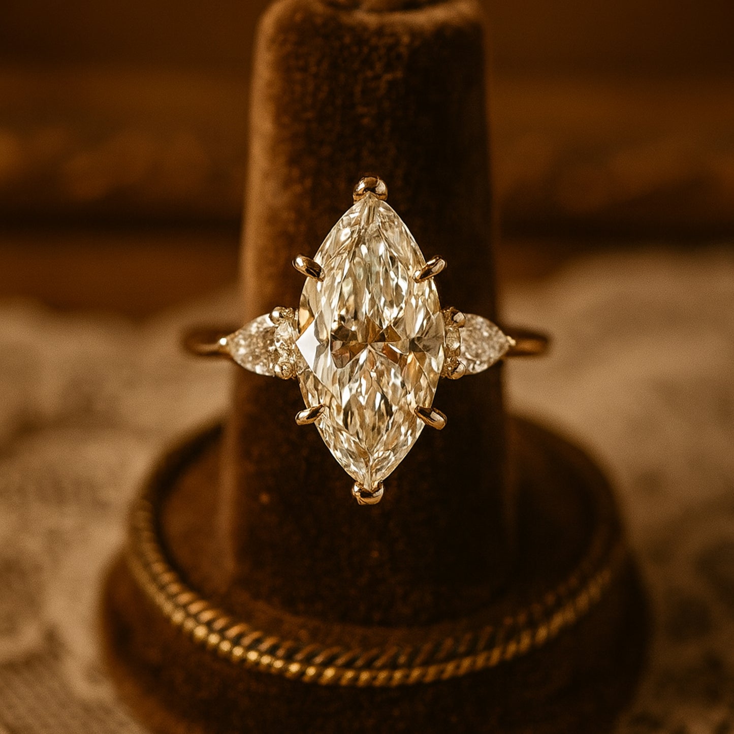 Marquise Moissanite April Birthstone Ring, Women's Wedding Jewelry With Pointed Ends And Elegant Design