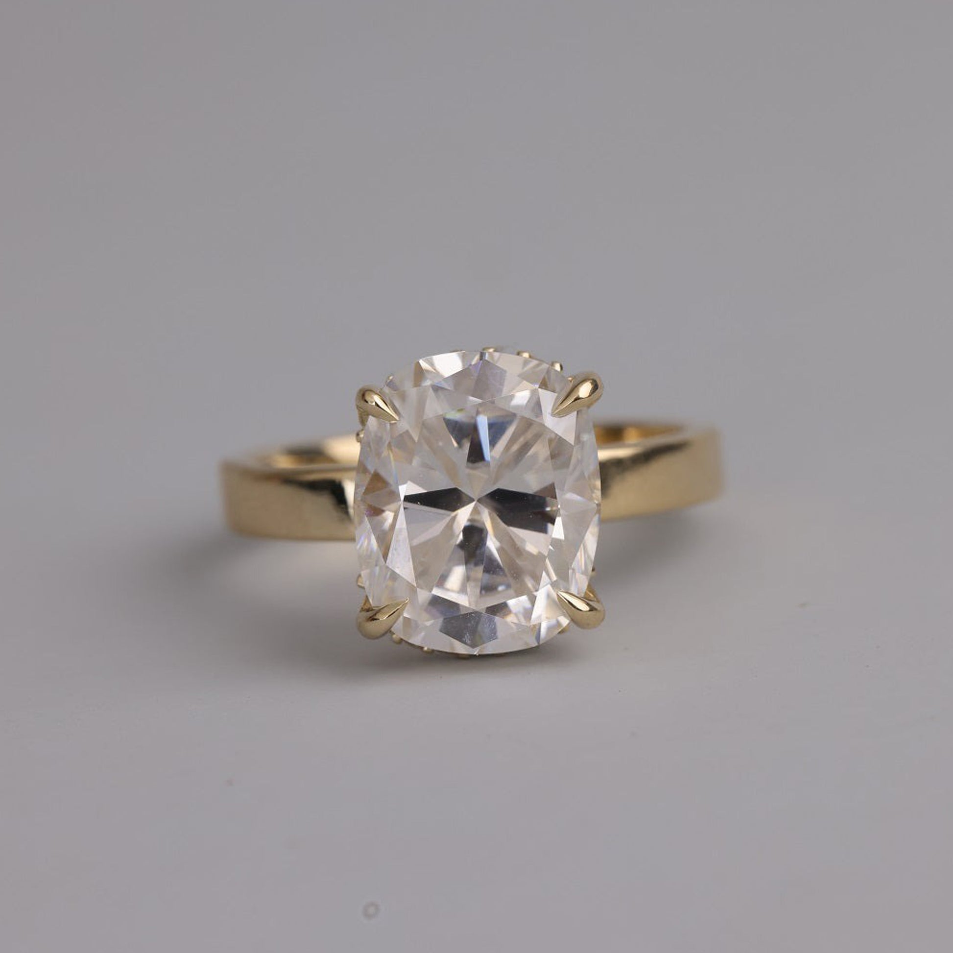 Halo Cushion Moissanite Ring, Women's Gold Engagement Fine Jewelry With Luxurious Design