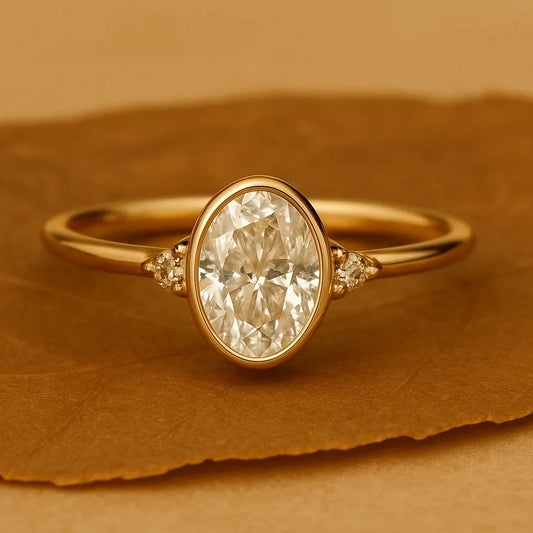 Oval Bezel Moissanite Ring, August Birthstone Solitaire Fine Jewelry With Secure Setting And Elegant Design 