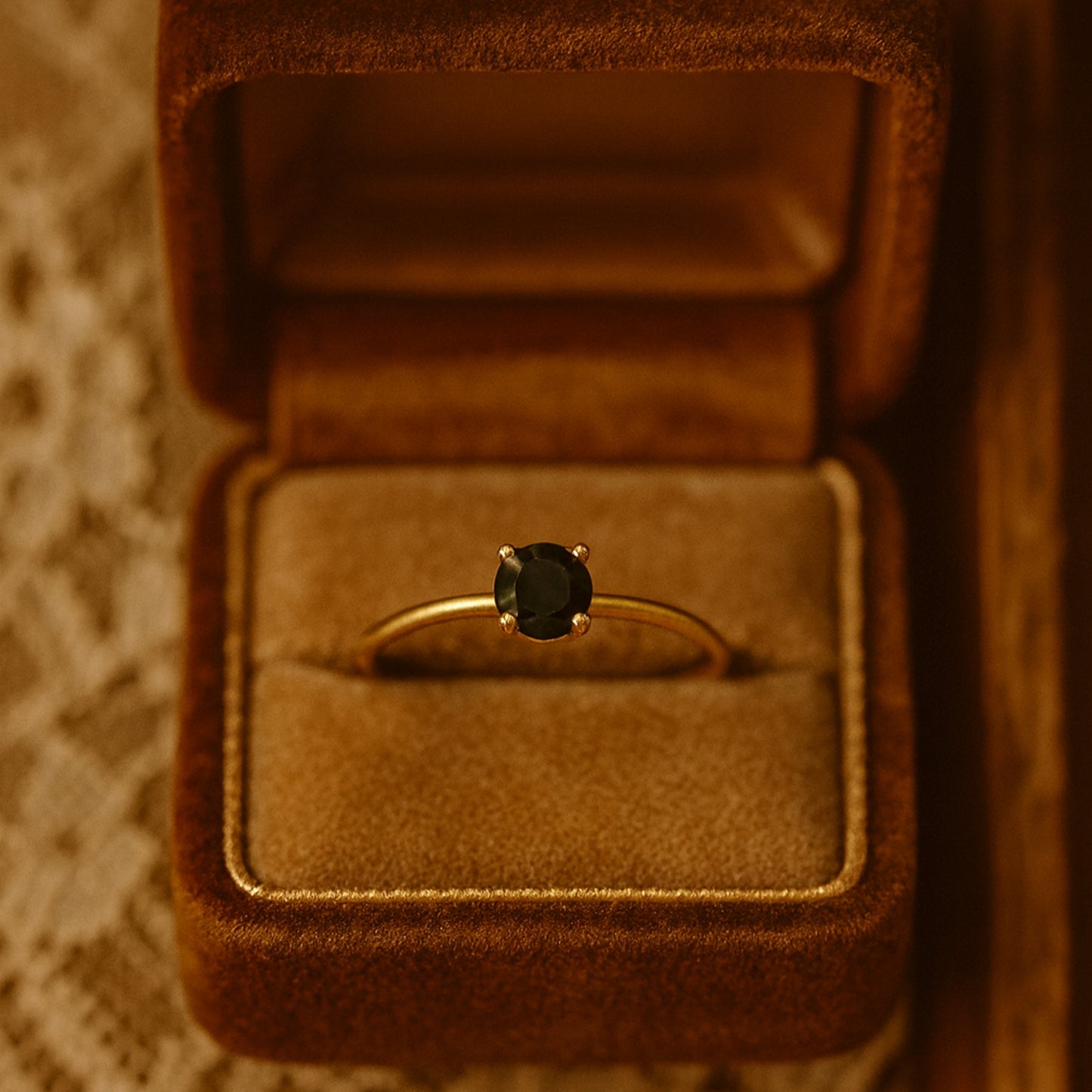 Round Cut Black Onyx Gemstone Ring, Gold Fine Jewelry With Elegant Prong Setting And Sophisticated Design