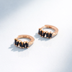Baguette Huggie Earrings With Black Diamonds By Diiro
