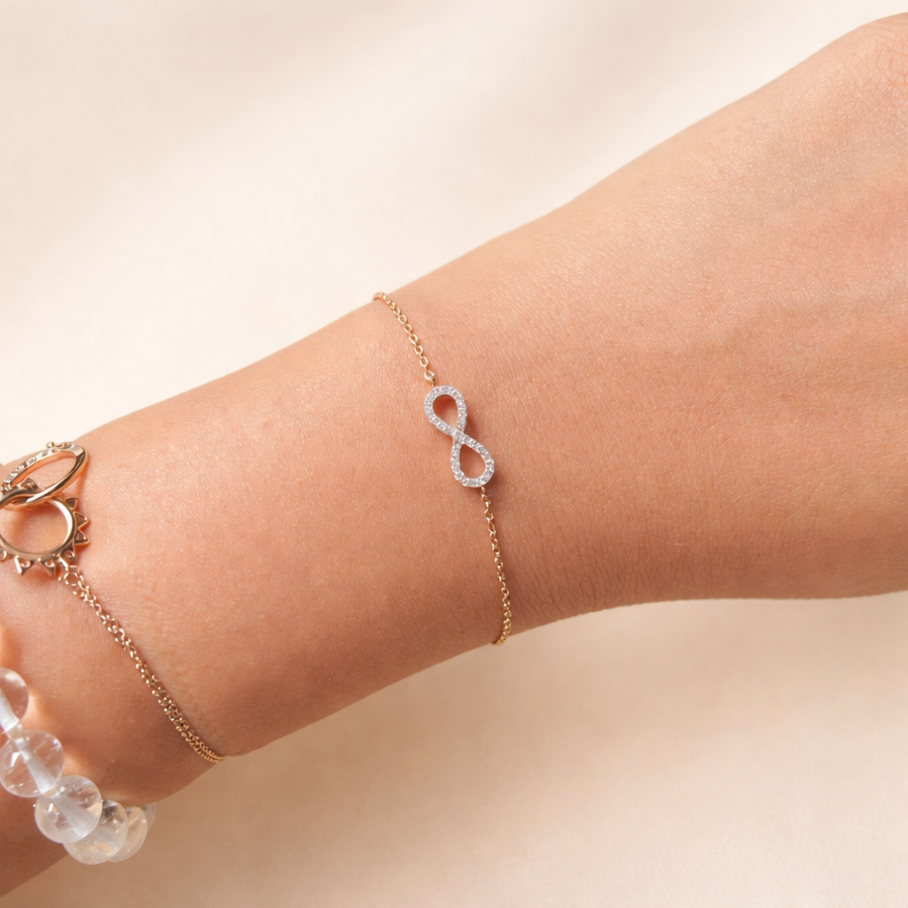 White gold infinity diamond bracelet
