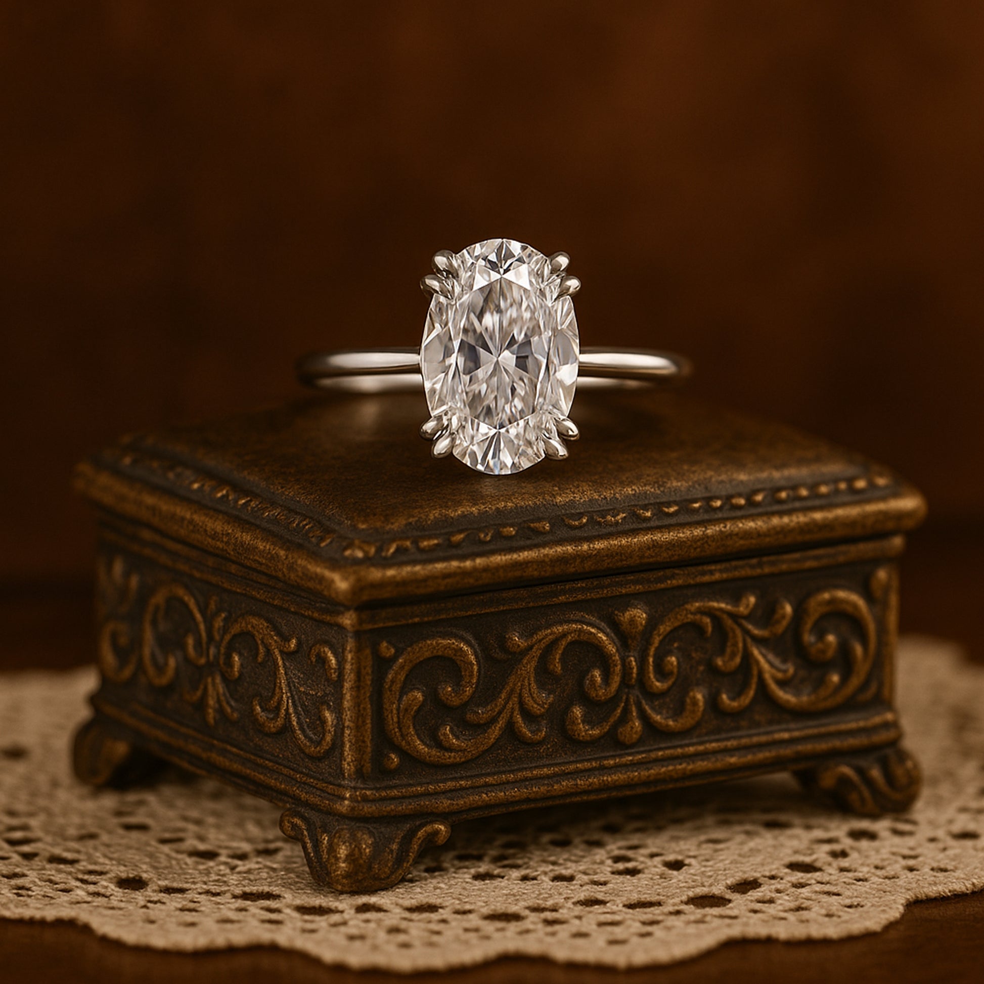 Oval Moissanite Engagement Ring For Women With Sparkling Diamond Look, Ideal For Bridal And Wedding Occasions.