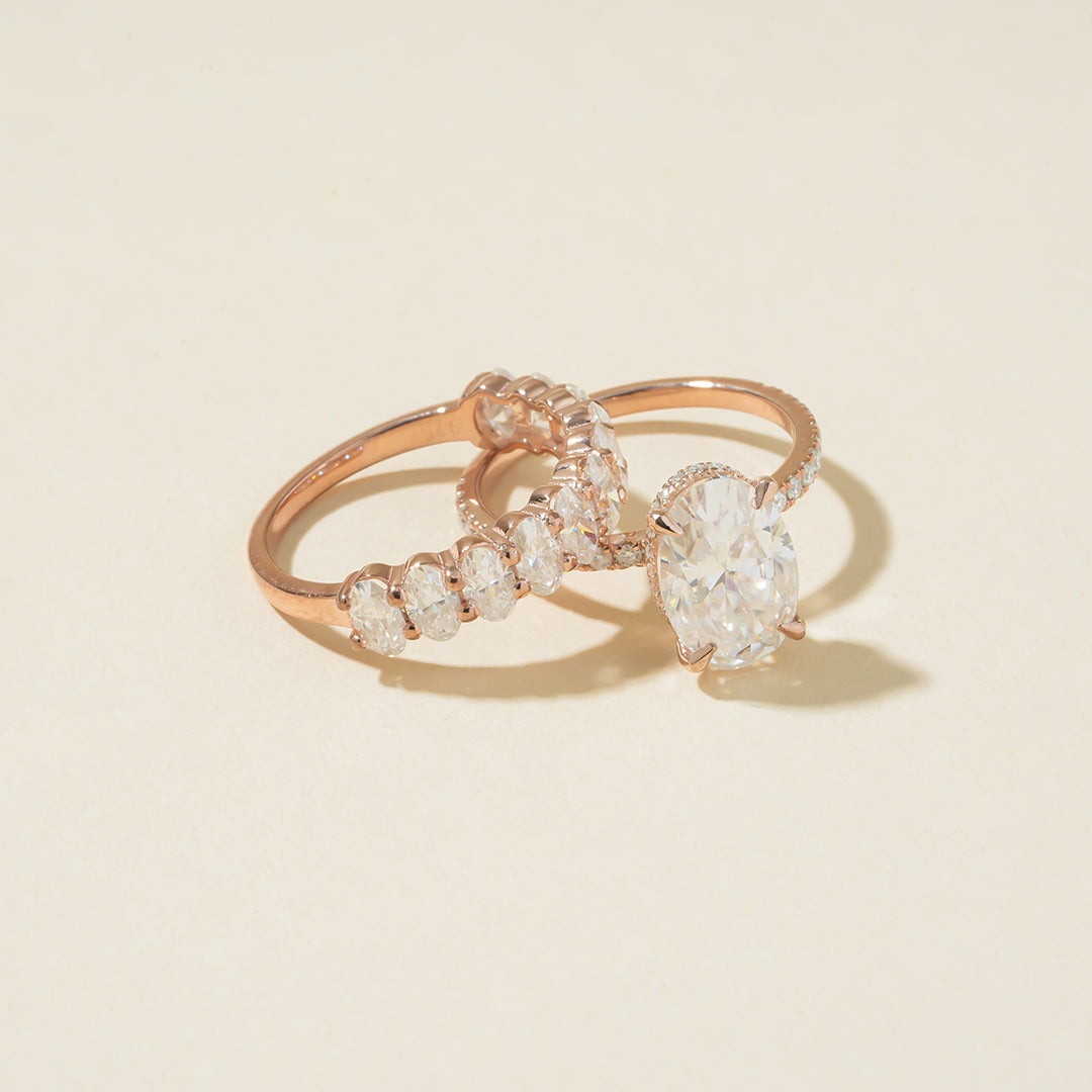 oval diamond ring set, wedding jewelry, Diiro bridal rings, oval cut diamond ring, eternity bridal set, elegant wedding ring