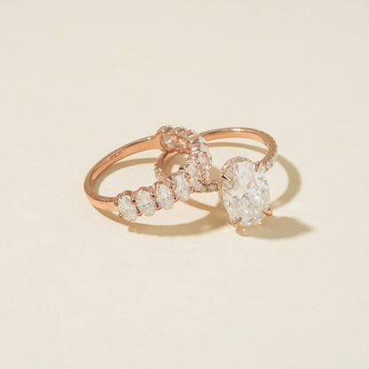 oval diamond ring set, wedding jewelry, Diiro bridal rings, oval cut diamond ring, eternity bridal set, elegant wedding ring