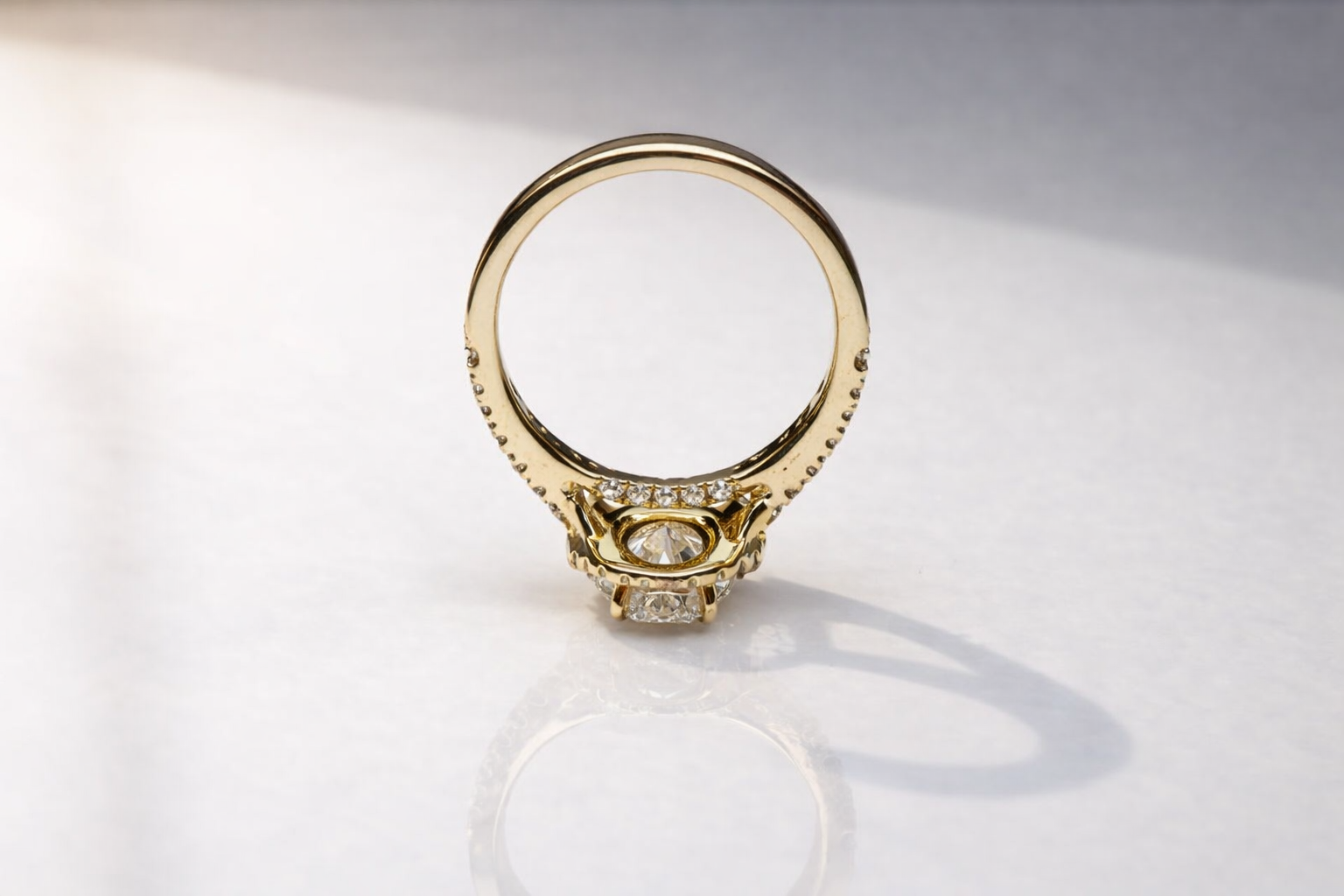 Bridge Accent Ring Featuring Oval Halo Ring And Elegant Pave Band
