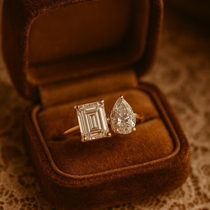Toi Et Moi Lab Grown Diamond Engagement Ring Proposal Ring For Her Girlfriend Wife Birthday Gift
