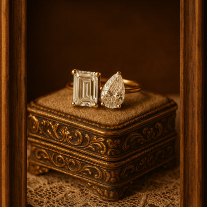 Toi Et Moi Lab Grown Diamond Engagement Ring Proposal Ring For Her Girlfriend Wife Birthday Gift
