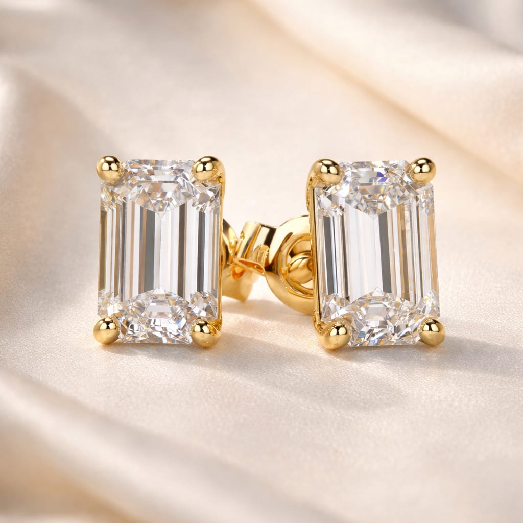Round Diamond Stud Earrings For Women
