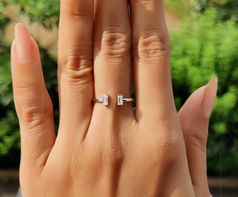 Two Stone Wedding Band With Baguette Cut Design