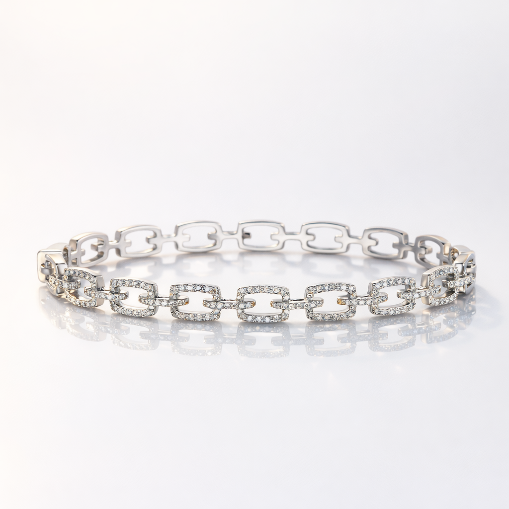 White gold chain link diamond bracelet
