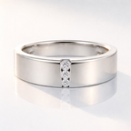 Sterling Silver Mens Ring With Three Round Cut Diamond Accents
