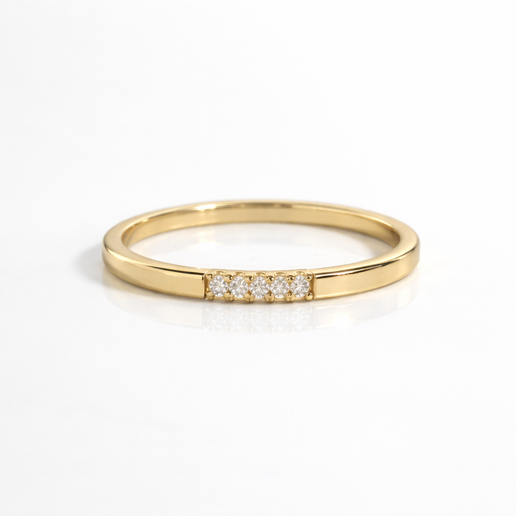 Minimal Round Cut Diamond Wedding Band In Yellow Gold
