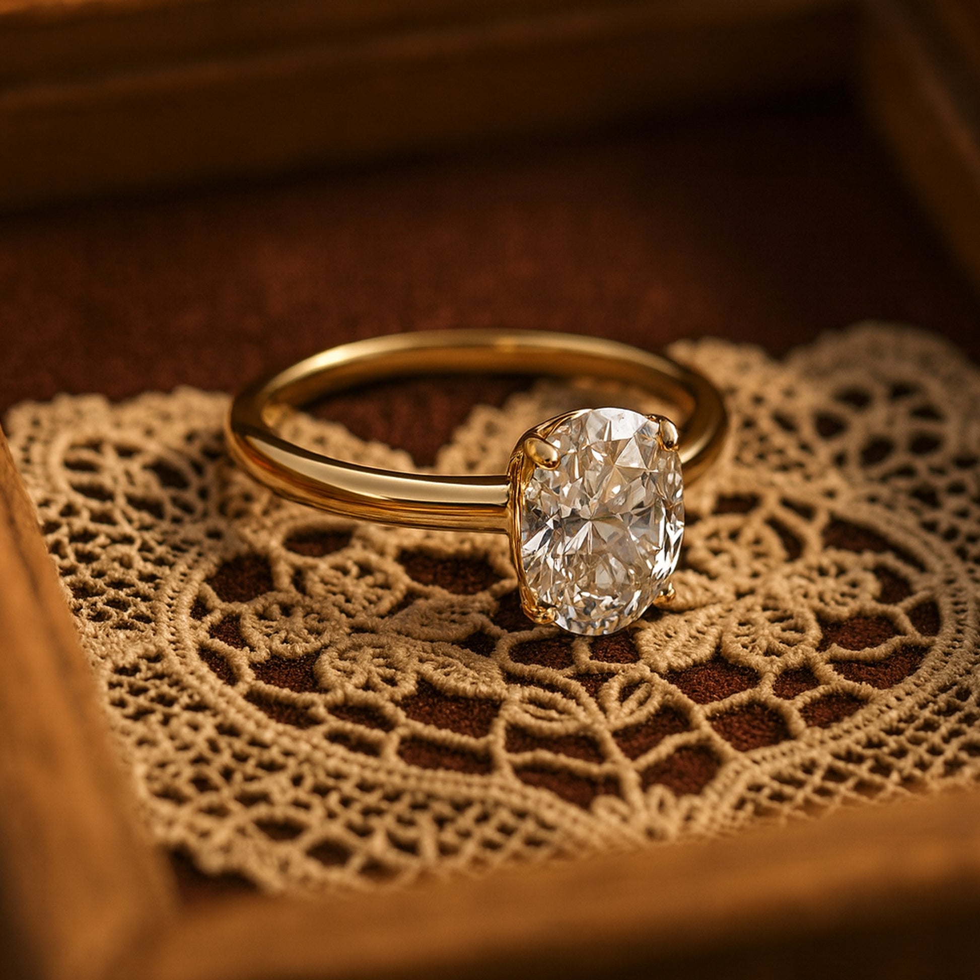 Gold Solitaire Oval Cut Moissanite Ring Radiating Diamond-Like Fire And Clarity, A Romantic Promise Ring Choice