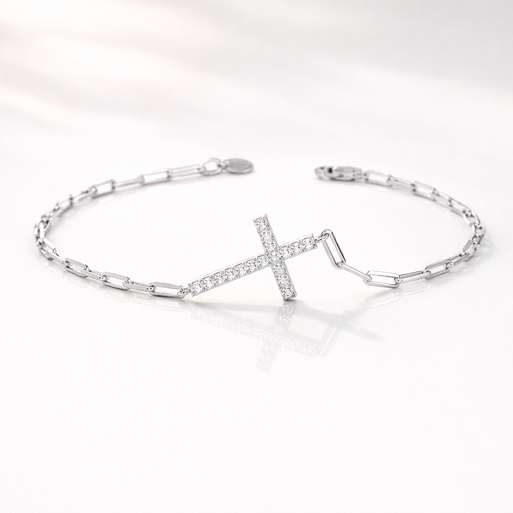 Diamond cross bracelet for women in gold

