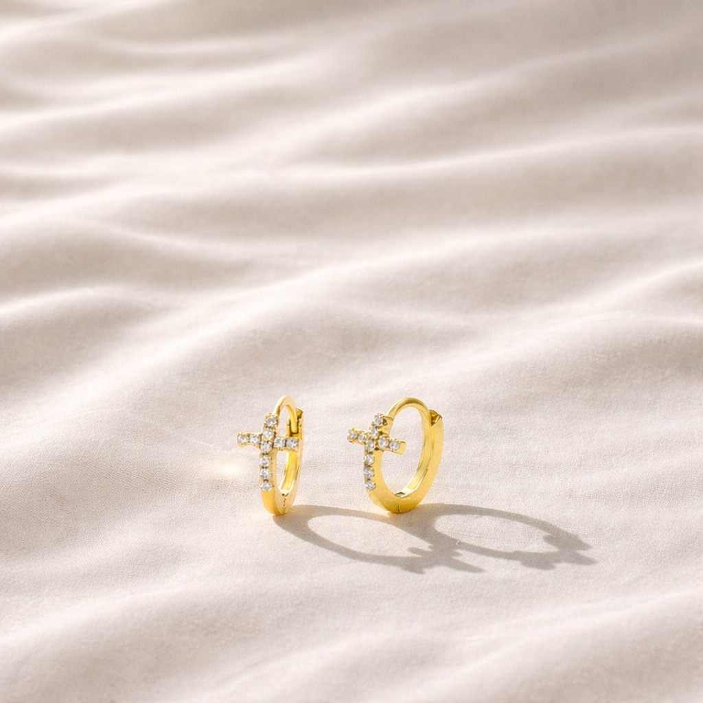 Cross Earrings Women Gold Cross Earrings Diamond Earrings
