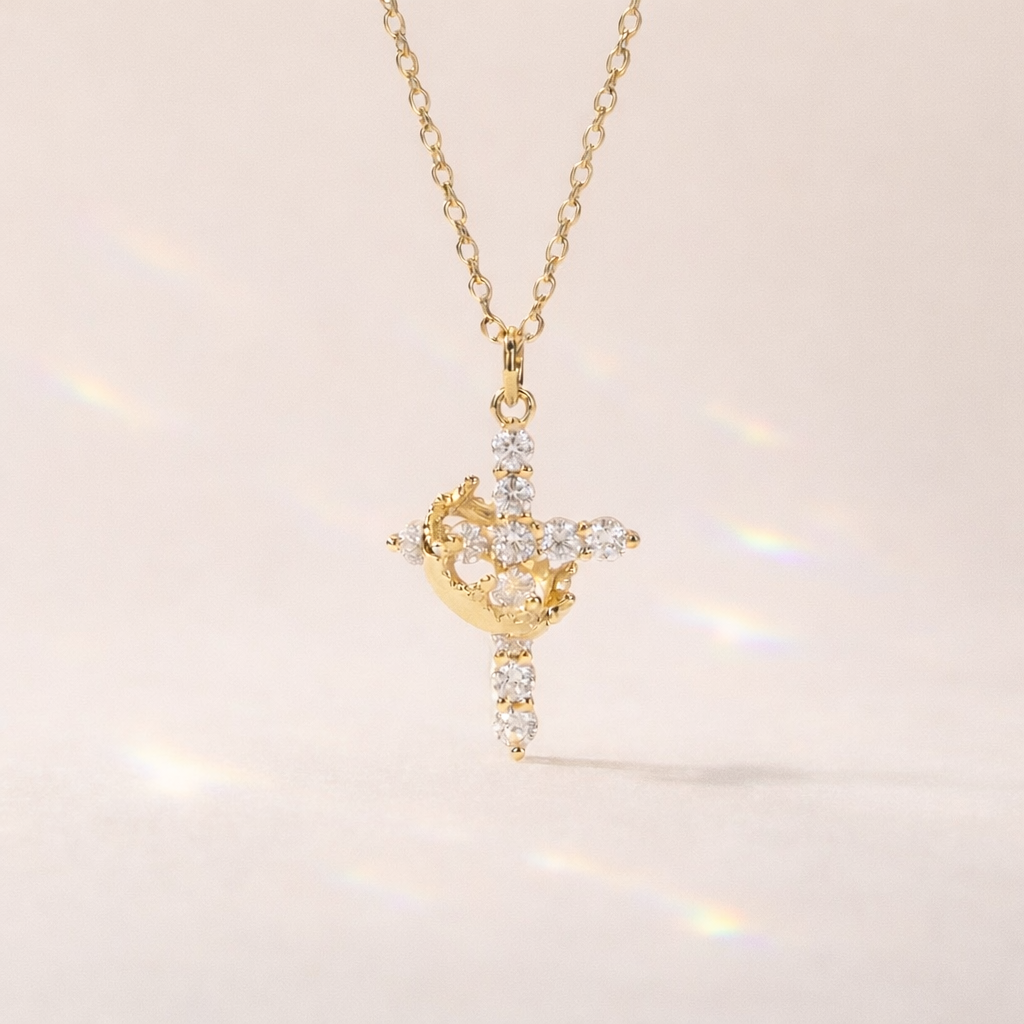 Cross Pendant Gold Design With Diamond Pendant And Yellow Gold Pendant Finish By Diiro
