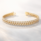Gold Cuban chain bracelet with diamond stones
