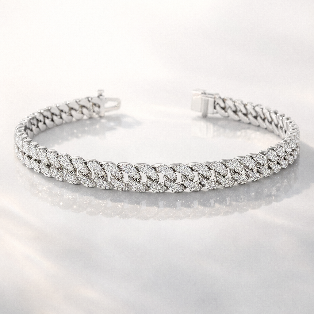 Yellow gold Cuban link diamond bracelet

